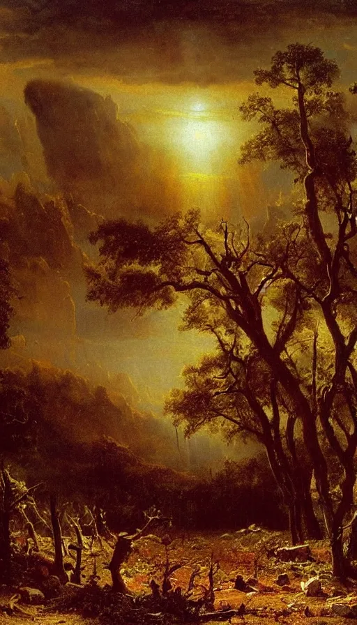 Prompt: The end of an organism, by Albert Bierstadt,