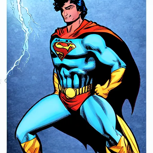 Image similar to comic superhero version of Kaladin Stormblessed in a monochromatic blue color pallete, marvel comics, arstation, dc comics