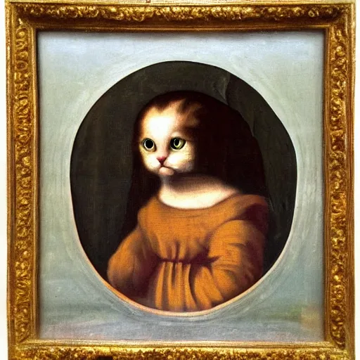 Image similar to Renaissance painting portrait of a kitten