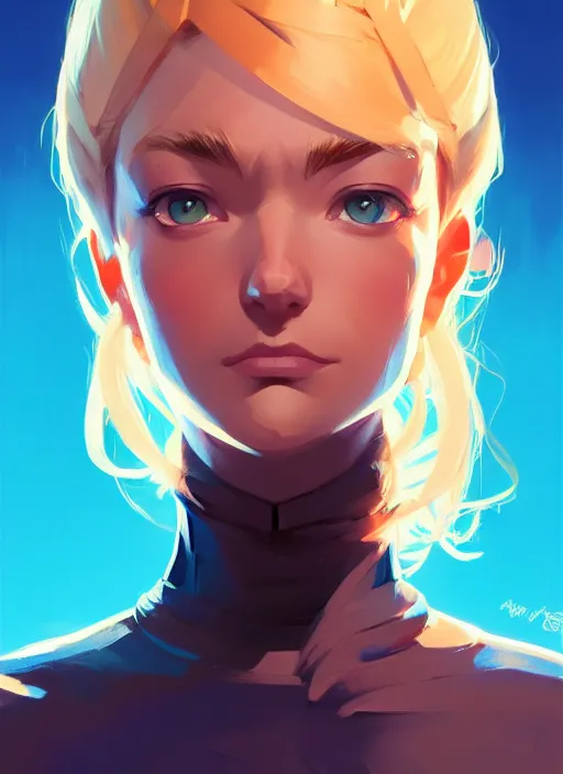 Prompt: just one head, symmetrical centered portrait, Imogen Poots Paladin, blonde hair, official fanart behance hd artstation by Jesper Ejsing, by RHADS and Makoto Shinkai and Lois van baarle and ilya kuvshinov and rossdraws