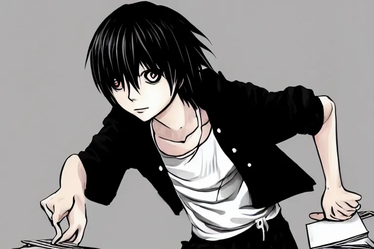 l (death note) drawn by huli_xiaobai