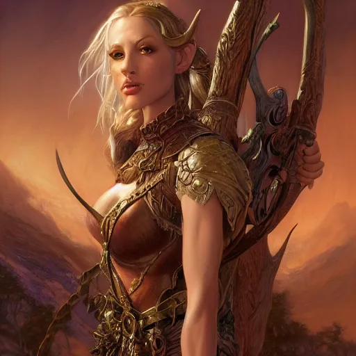 Prompt: Elven Huntress, detailed, centered, digital painting, artstation, concept art, donato giancola, Joseph Christian Leyendecker, WLOP, Boris Vallejo, Breathtaking, 8k resolution, extremely detailed, beautiful, establishing shot, artistic, hyperrealistic, beautiful face, octane render, cinematic lighting, dramatic lighting, masterpiece