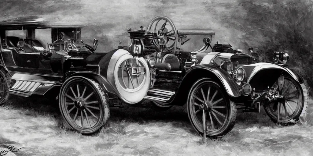 Image similar to a Photorealistic hyperrealistic car from 1920