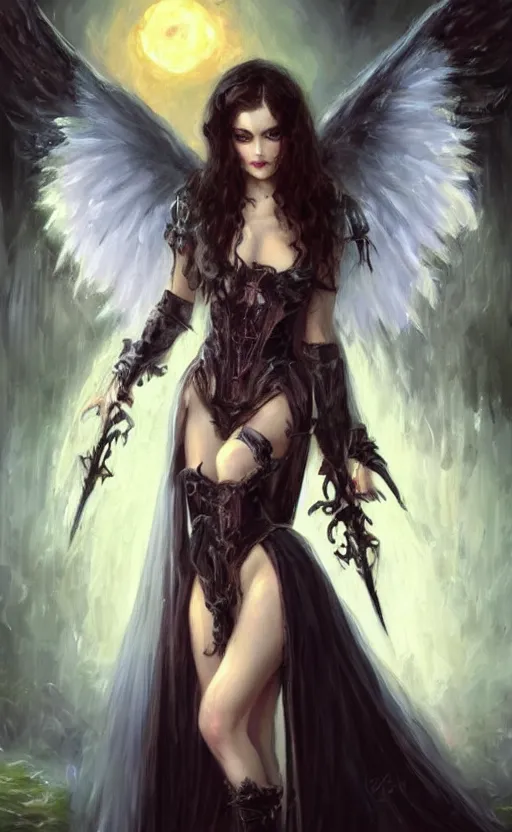 Image similar to Angel knight gothic girl. by Konstantin Razumov, horror scene, highly detailded