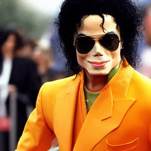 Image similar to michael jackson dressed as big orange, citric