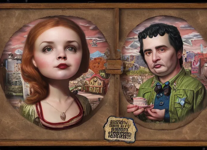 Image similar to the sheriff donut, lowbrow, matte painting, 3 - d highly detailed, in the style of mark ryden,