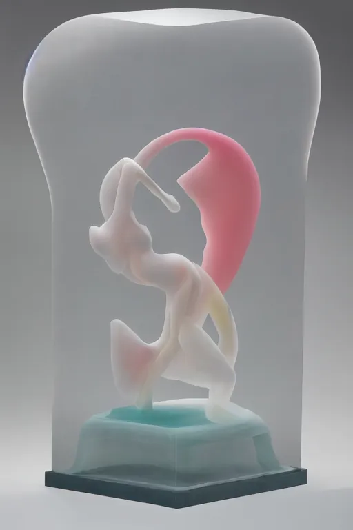 Prompt: translucent silicone rubber abstract sculpture on display