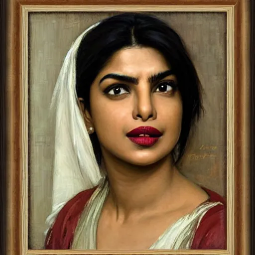 Prompt: Portrait of Priyanka Chopra by John William Waterhouse