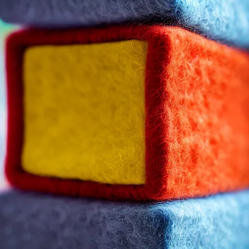 Image similar to “ 8 k hd photograph of a cube made of felt, highly textured ”