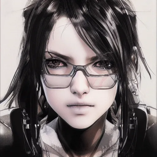 Image similar to highly detailed portrait of a cute young lady by Yoji Shinkawa, 4k resolution