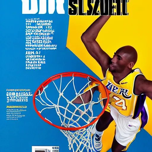 Prompt: basket ball shot kobe slam dunk magazine cover