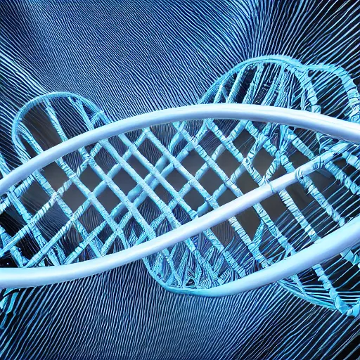 Image similar to DNA helix, blue and grey, studio light, octane render, soft filter