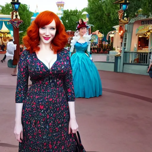 Image similar to christina hendricks in disney land,