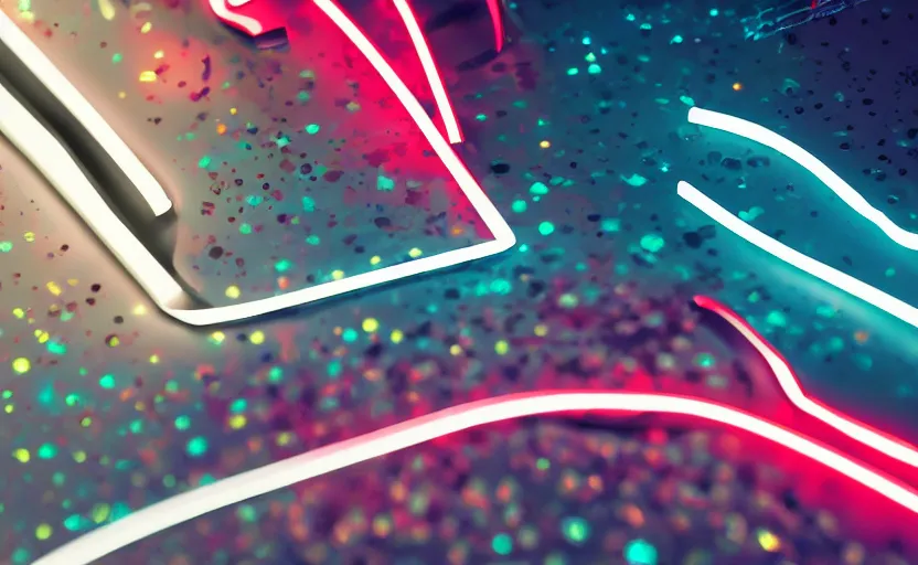 Image similar to tiago sillos padovani, padovani studio, macro up view metallic, tron, close up bokeh hiperrealistic neon glow darkness dramatic neon, sharp focus, octane render, imax