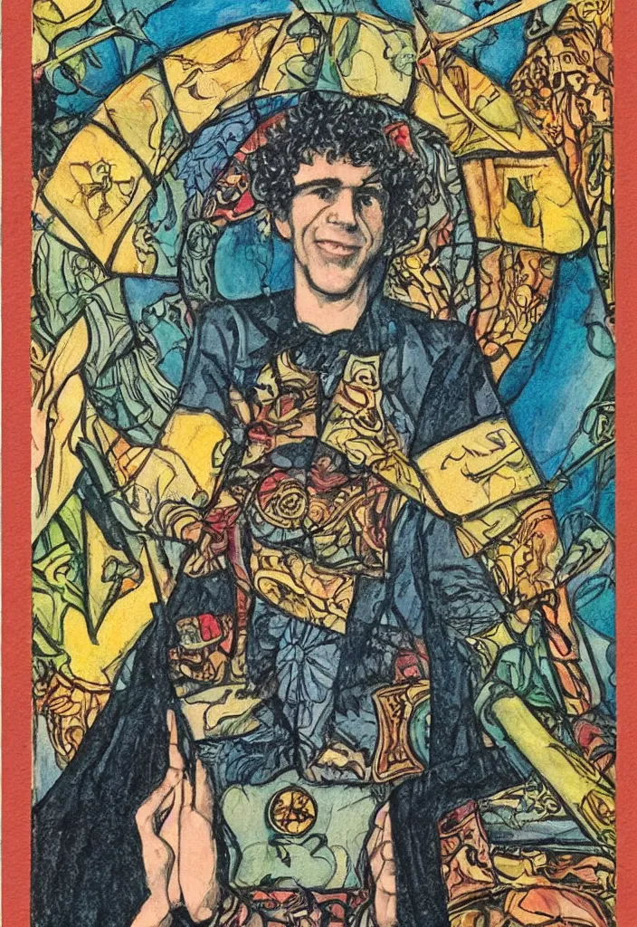 Image similar to Yoshua Bengio on the Tarot card. Illustration by Pamela Colman Smith