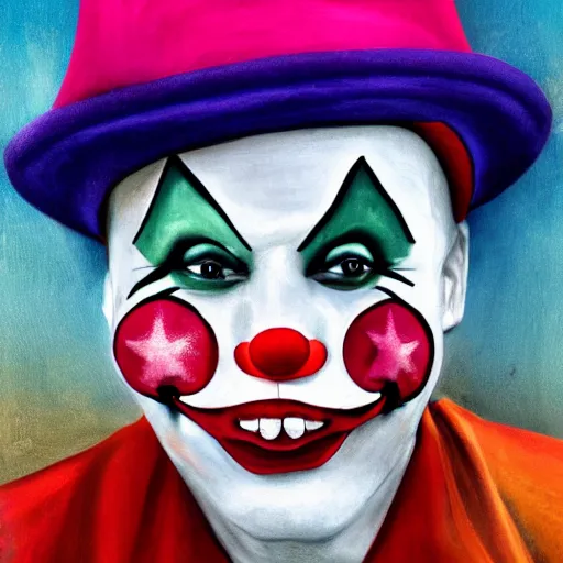 Prompt: capitalist clown advertisement portrait -n 9 -i