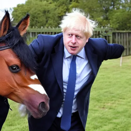 Image similar to Boris Johnson smacks a pony