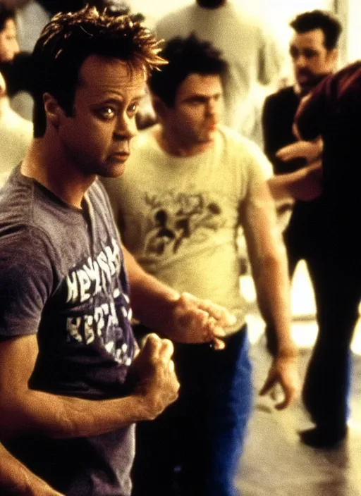 Prompt: barney in the movie fight club