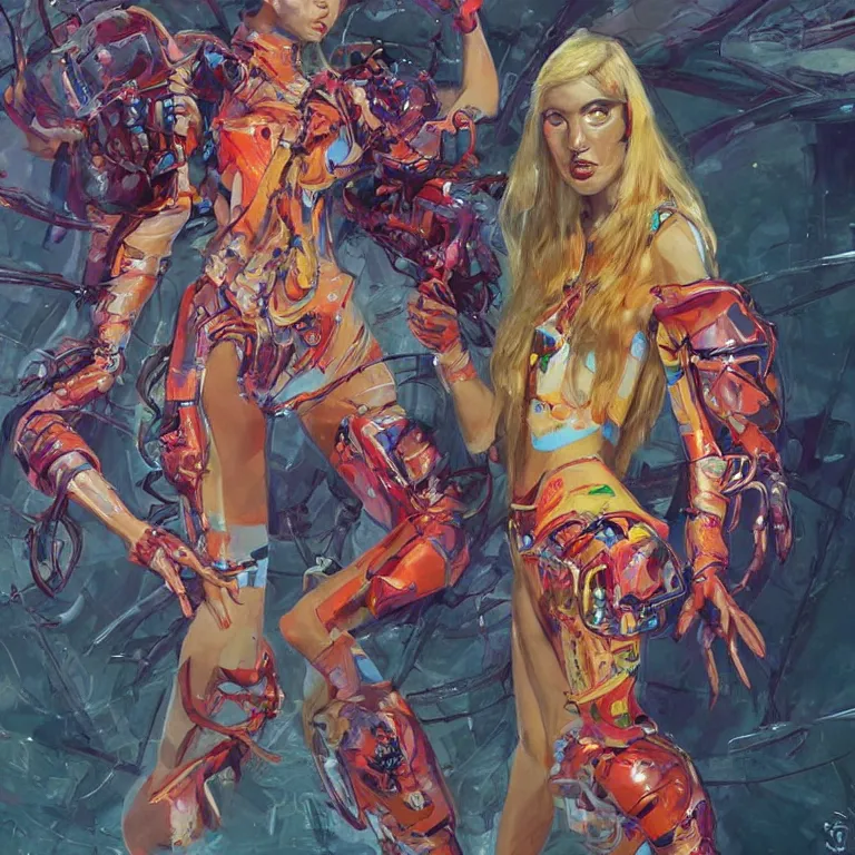 Prompt: fashionable and hyperfuturistic crabgirls by james gurney, incredible art