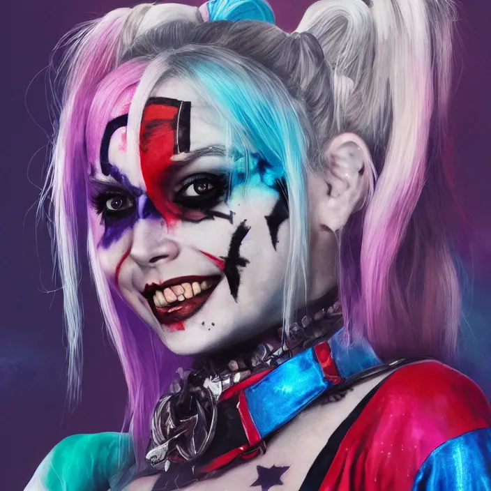 Image similar to portrait of Baby Spice as a harley quinn in Suicide Squad. intricate artwork, wlop, beeple. octane render, trending on artstation, greg rutkowski very coherent symmetrical artwork. cinematic, hyper realism, high detail, octane render, 8k