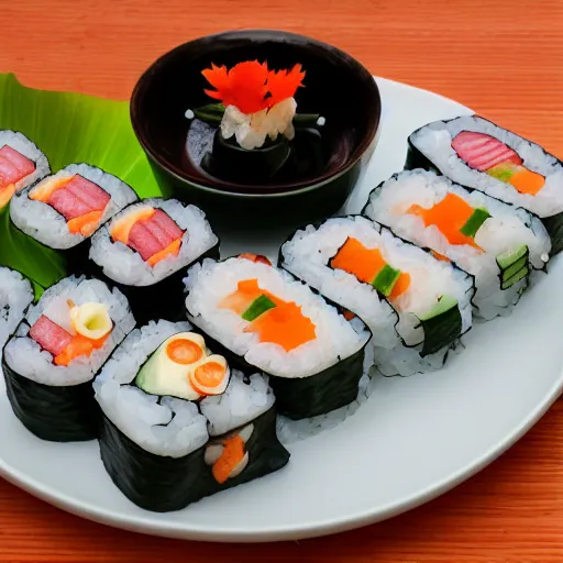 Image similar to sushi made of flowers