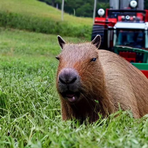 Image similar to a picture of a capybara mechanically enhanced by the combine