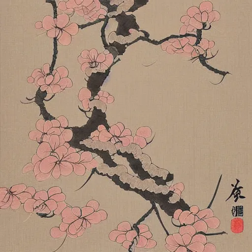 Image similar to generative, detailed, Japanese traditional art elements, muted pastel colors,