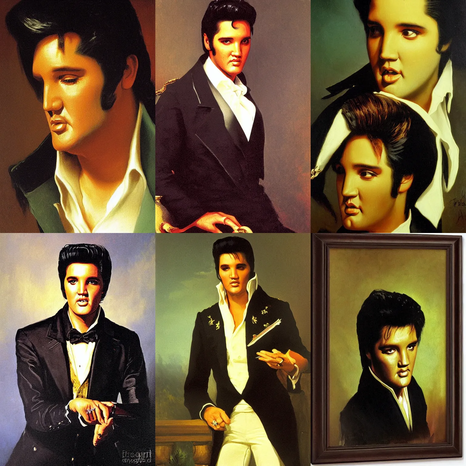 Prompt: portrait of elvis presley painting by albert bierstadt