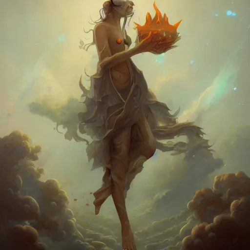 Image similar to a fantasy art painting by peter mohrbacher of a being of unknowable mystery