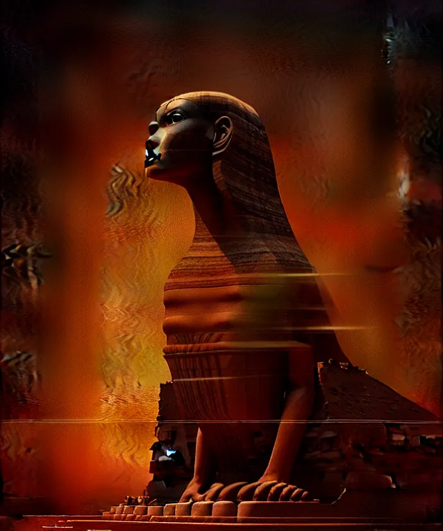 Prompt: epic professional digital art the riddle of the sphinx, horrific yet beautiful vibe, evocative, atmospheric lighting, painted, intricate, highly detailed, by leesha hannigan, wayne haag, reyna rochin, ignacio fernandez rios, mark ryden, iris van herpen, artstation, cgsociety, stunning, gorgeous, sharp focus, cinematic, masterpiece