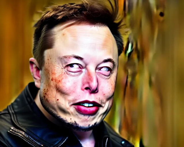 Image similar to elon musk stuck inside a potato, dof and bokeh