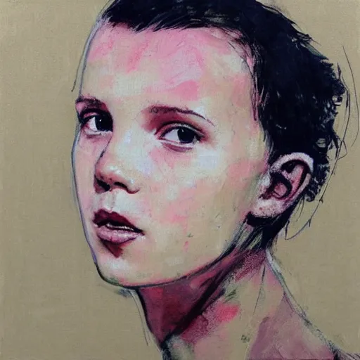 Image similar to portrait of millie bobby brown, artwork by guy denning,