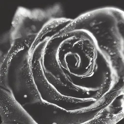 Image similar to award - winning macro of a beautiful black rose made of glowing molten magma