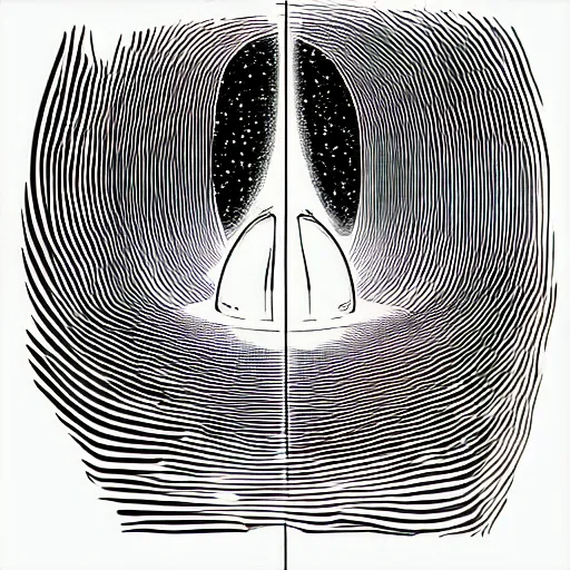 Prompt: A beautiful computer art of a black hole consuming a star. 2001: A Space Odyssey, blueprint by Apollonia Saintclair, by Joaquín Sorolla doom, extemporaneous