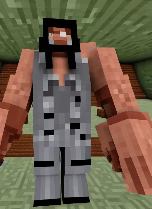 Image similar to andre the giant in minecraft