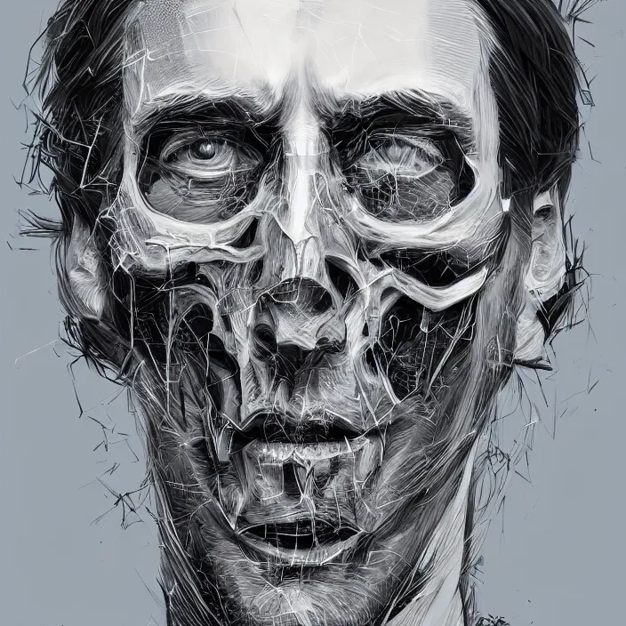 Prompt: portrait of jon hamm as a skull. intricate abstract. intricate artwork. by Tooth Wu, wlop, beeple, dan mumford. octane render, trending on artstation, greg rutkowski very coherent symmetrical artwork. cinematic, hyper realism, high detail, octane render, 8k, iridescent accents