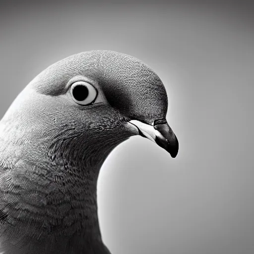Image similar to a pigeon wearing a costume, photography BW