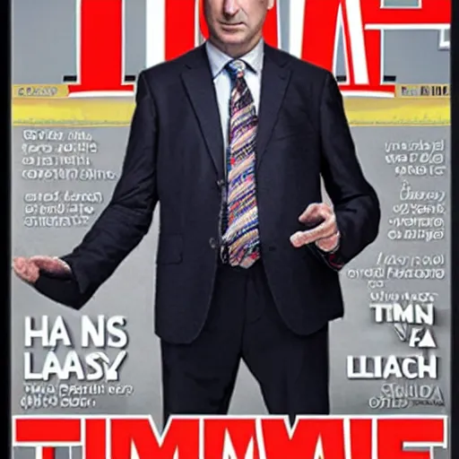 Prompt: Saul Goodman on the cover of Time Magazine, highly detailed