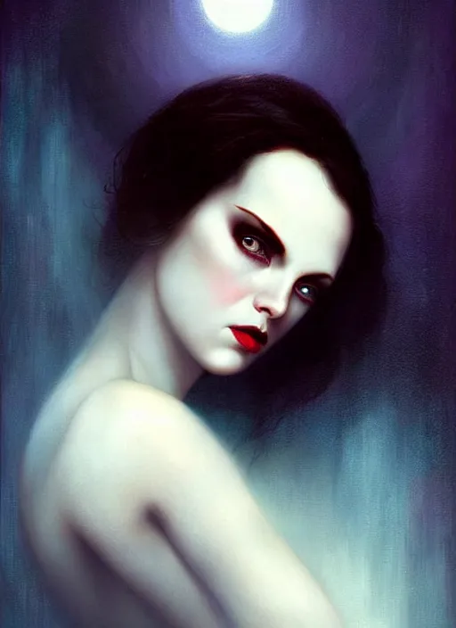 Image similar to a sinister portrait of an woman with beautiful blue eyes and dark hair, art by manuel sanjulian and tom bagshaw