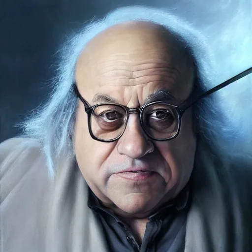 Prompt: hyperrealistic mixed media high resolution painting of Danny DeVito as Gandolf the White, stunning 3d render inspired art by István Sándorfi and Greg Rutkowski and Unreal Engine, perfect symmetry, dim volumetric lighting, 8k octane beautifully detailed render, post-processing, extremely hyper-detailed, intricate, epic composition, highly detailed attributes, highly detailed atmosphere, cinematic lighting, masterpiece, trending on artstation, very very detailed, masterpiece, stunning, flawless structure, lifelike texture, perfection,