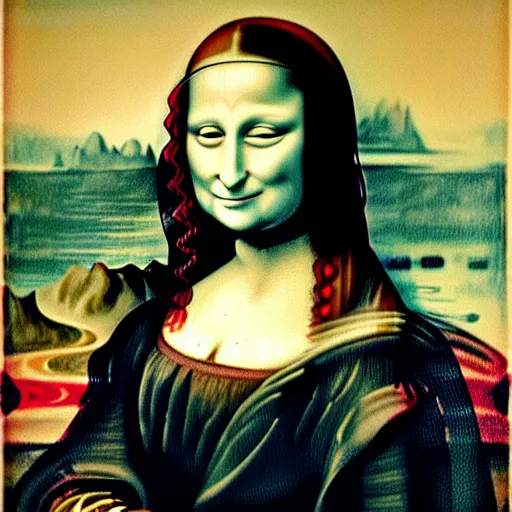 Image similar to mona lisa painted by edvard munch