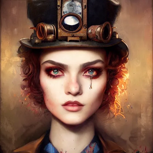 Prompt: lofi steampunk portrait pixar style by (((Lita Cabellut))) and Stanley Artgerm and Tom Bagshaw