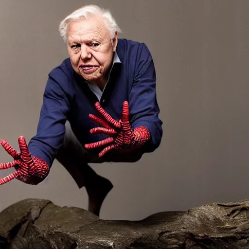 Prompt: Sir David Attenborough as Spider-Man