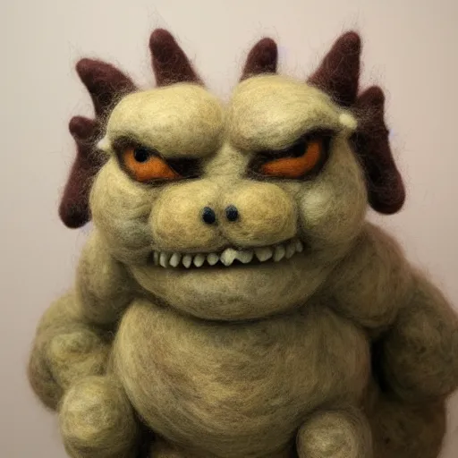 Image similar to photo of a needle - felted wrinkled old kaiju