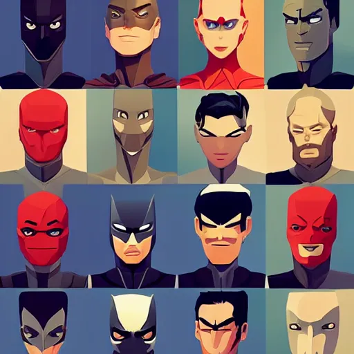 Image similar to face icon stylized minimalist justice league, loftis, cory behance hd by jesper ejsing, by rhads, makoto shinkai and lois van baarle, ilya kuvshinov, rossdraws global illumination