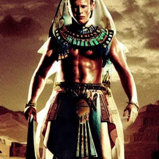 Image similar to heath ledger as the ancient egyptian god anubis