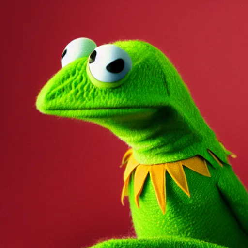 Prompt: a close - up portrait of kermit the frog in the style of martin schoeller, high quality photography