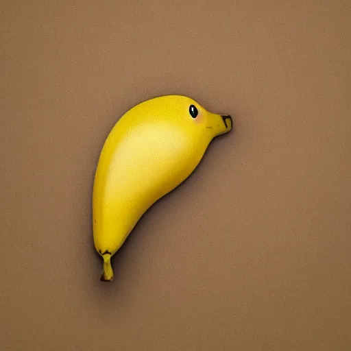 Image similar to banana duck 8k high resolution, super detailed peeled banana with duck beak and small dot eyes.