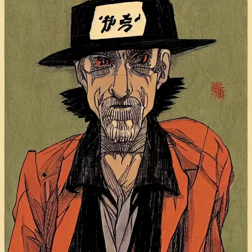 Prompt: half man half robot old man, by Satoshi Kon