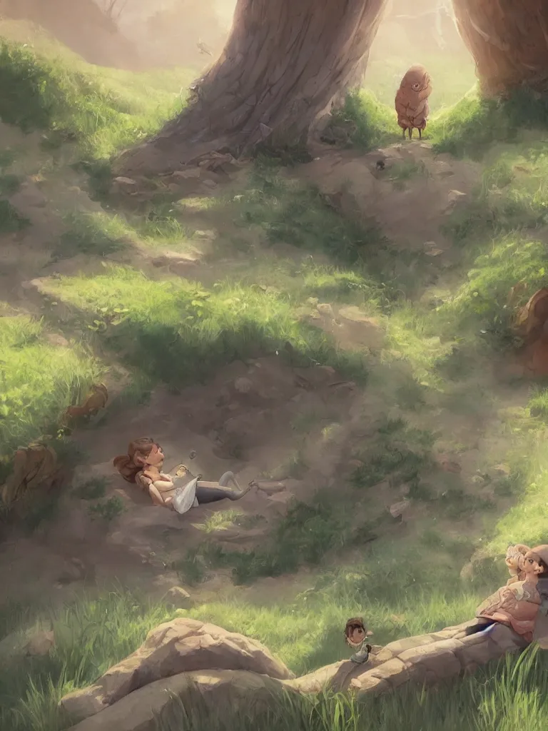 Image similar to rest, by disney concept artists, blunt borders, rule of thirds, beautiful light